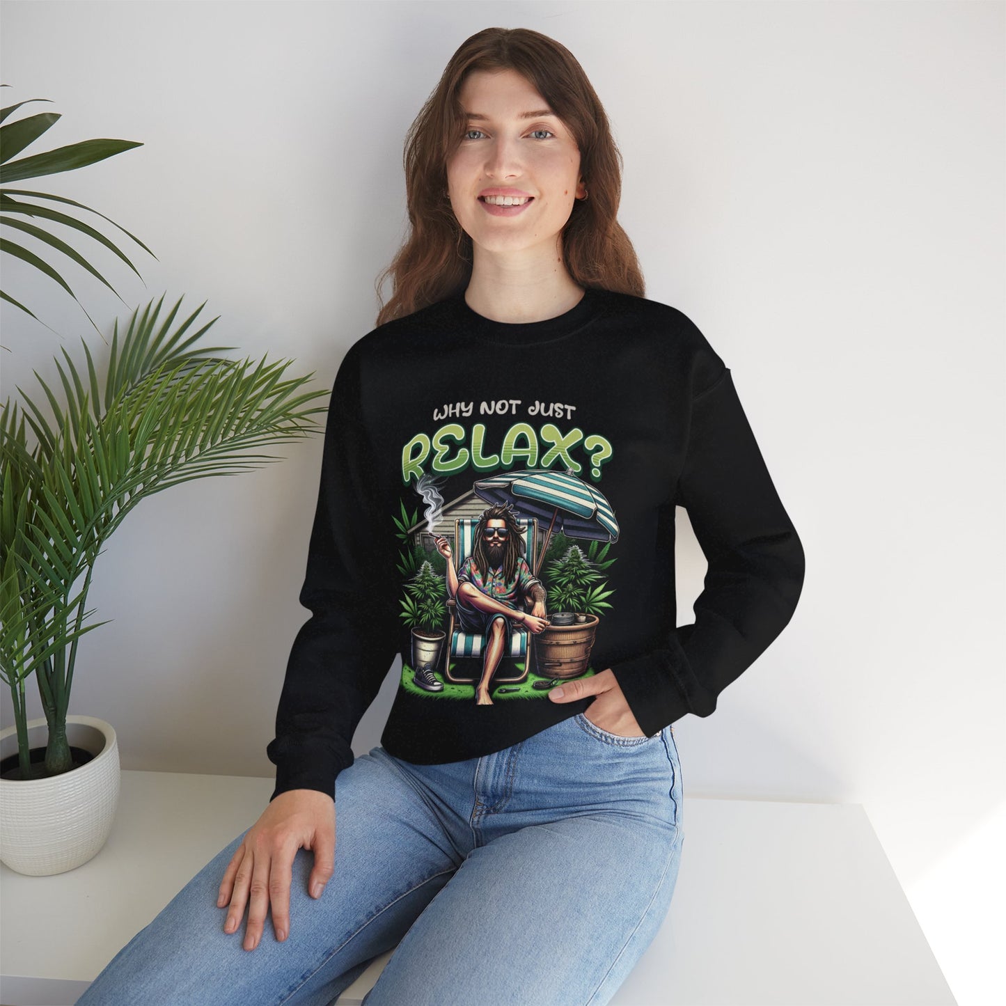 Chill Vibes Crewneck Sweatshirt - Relax Design, Gift for Him, Casual Wear, Summer Relaxation, Eco-Friendly Apparel