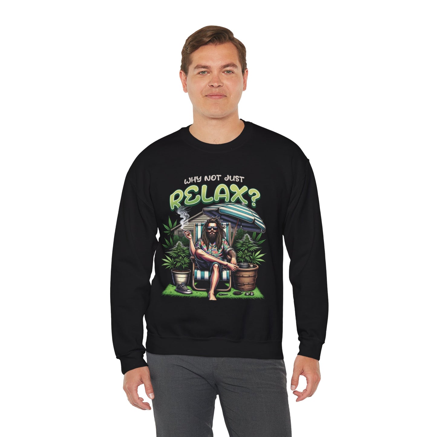 Chill Vibes Crewneck Sweatshirt - Relax Design, Gift for Him, Casual Wear, Summer Relaxation, Eco-Friendly Apparel