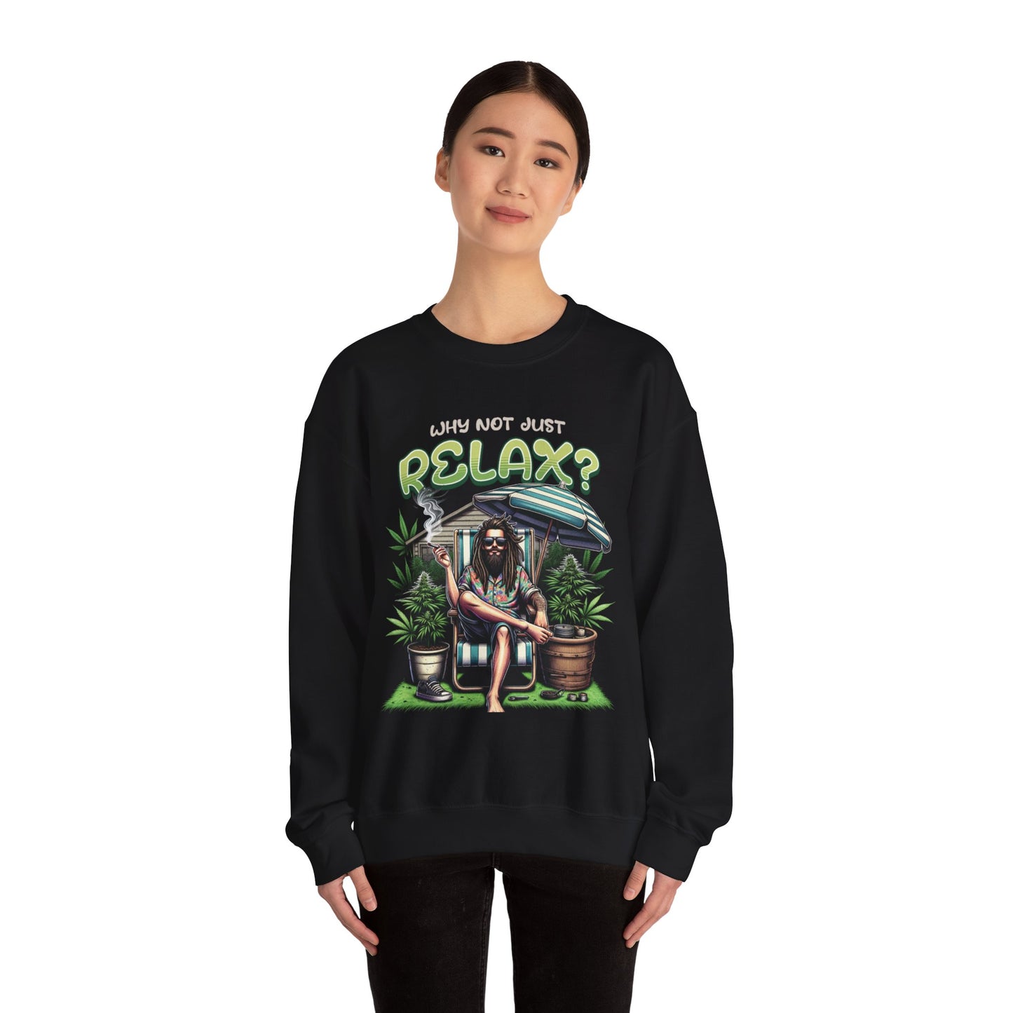 Chill Vibes Crewneck Sweatshirt - Relax Design, Gift for Him, Casual Wear, Summer Relaxation, Eco-Friendly Apparel